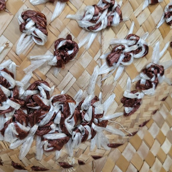 VINTAGE Woven Straw Floral Boho Basket Envelope Clutch Handbag - Picture 4 of 6